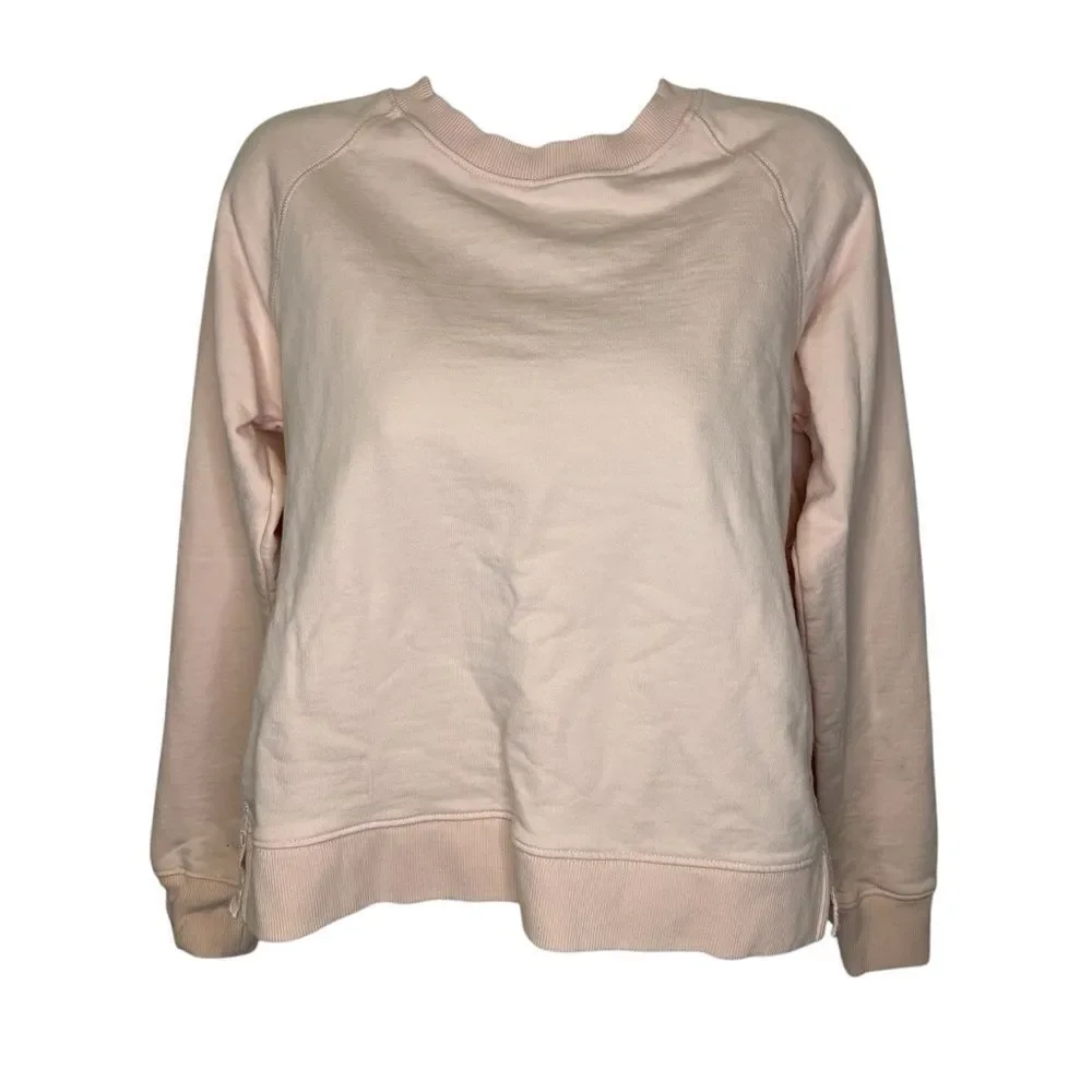 J. Crew Women's Crew Neck Sweater Blush Pink with Eyelet Lace Back Size XS
